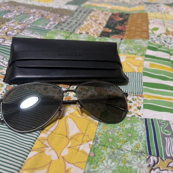 Isabel Marant Metal Aviator Sunglasses in Washed Black/Moss Green - Picture 8 of 10